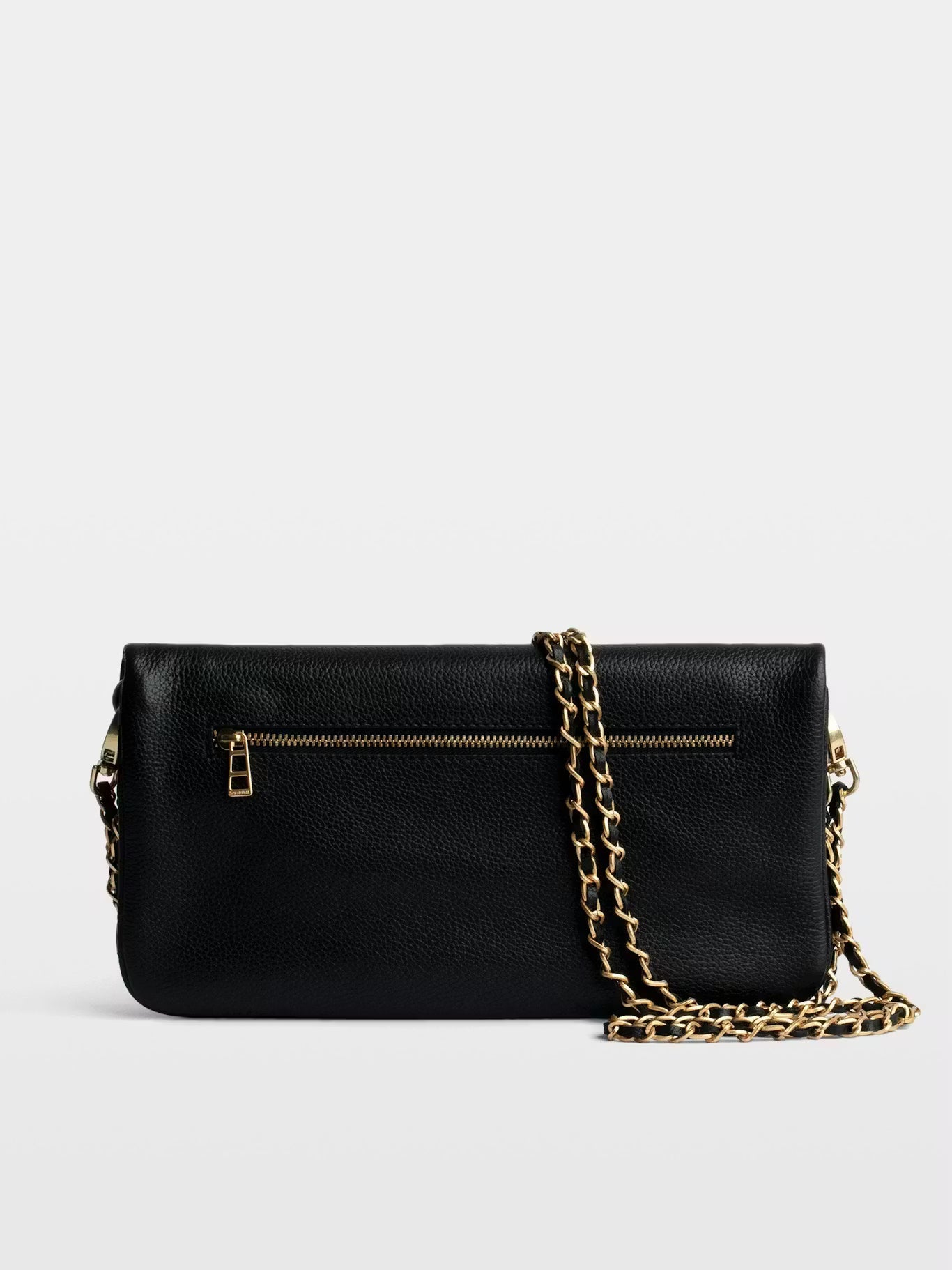 Pochette en cuir noir détail dorée pour femme